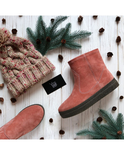 Ботинки из замши цвета персик Арт. 12-19Ls