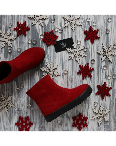 Ботинки из красной замши Арт. 12-19/21613