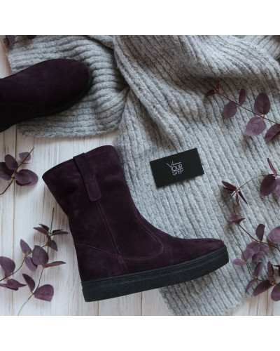 Полусапоги из замши цвета баклажан Арт. 12-2Ls