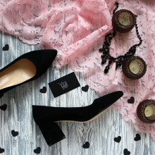 Чорні замшеві туфлі-човники Арт. 657-1/47Ok