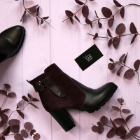 Ботинки на устойчивом каблуке цвета баклажан Арт. 805-1