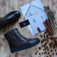 Ботинки из кожи цвета шоколад с эффектом потертости Арт. 12-19/21613