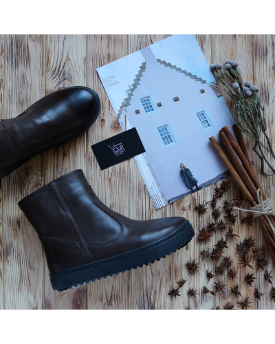 Ботинки из кожи цвета шоколад с эффектом потертости Арт. 12-19/21613