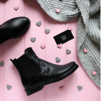 Челсі із чорної шкіри з принтом 12-1V(64)