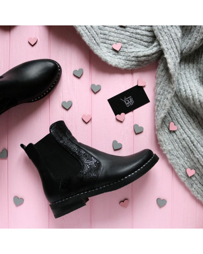 Челсі із чорної шкіри з принтом 12-1V(64)