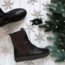 Ботинки из кожи и замши цвета какао 12-6(Ls6)