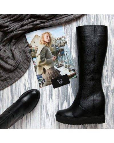 Чорні чоботи на танкетці Арт. R-4