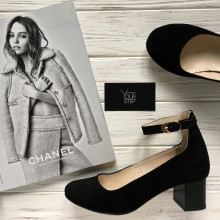 Туфли из черной замши на низком каблуке Арт. 50-6