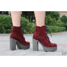 Ботинки из бордовой замши Арт. 18-10Al4-3670