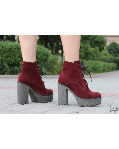 Ботинки из бордовой замши Арт. 18-10Al4-3670