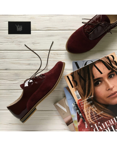 Туфли на низком ходу бордового цвета Арт. 05-6