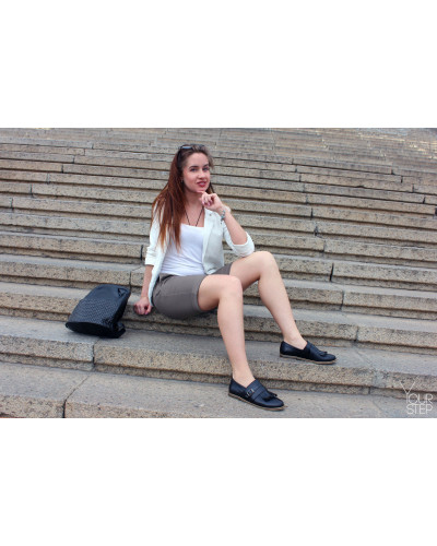 Туфлі з чорної шкіри з бахромою Арт. 05-14