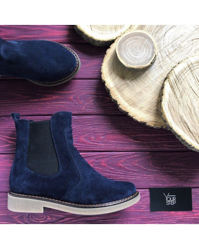 Челсі із натуральної замші синього кольору 12-1(Sn4)