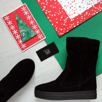 Полусапоги из черной замши Арт. 12-2Ls