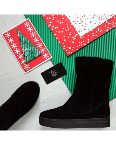 Полусапоги из черной замши Арт. 12-2Ls