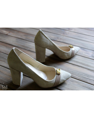 Туфлі-човники бежевого кольору Арт. 35-1/44Ок-3660