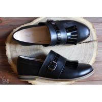 Туфлі з чорної шкіри з бахромою Арт. 05-14