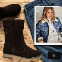 Полусапоги из шоколадной замши Арт. 12-2(М8)