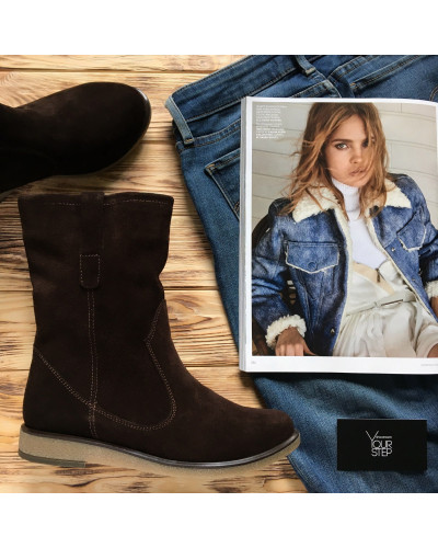 Полусапоги из шоколадной замши Арт. 12-2(М8)