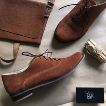 Туфли на низком ходу из рыжей замши Арт. 05-6