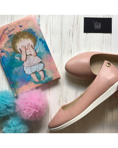 Балетки зі шкіри кольору пудри Арт. 01-1VG-3634