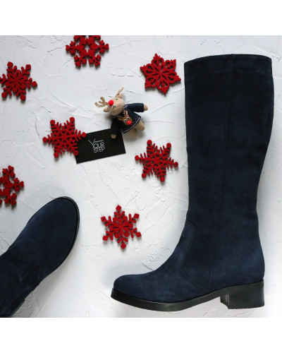 Чоботи із синьої замші Арт. 30-1V