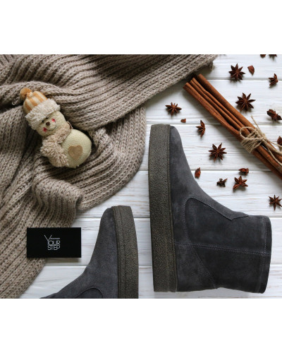 Ботинки из темно-серой замши Арт. 12-19Ls