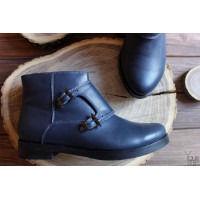 Ботинки из синей кожи с пряжкой Арт. 12-26V