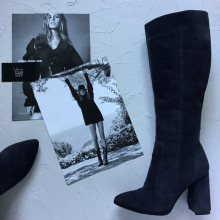 Сапоги на каблуке в сером цвете - Арт. 35-12/44