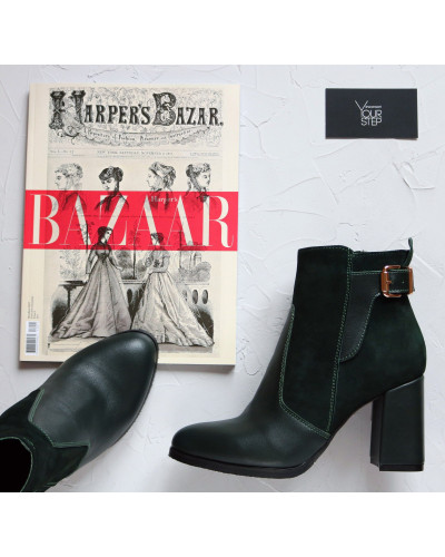 Ботинки на устойчивом каблуке зеленого цвета Арт. 805-1Ок