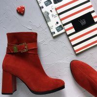 Ботильоны из красного велюра Арт. 52-3Ок-53738
