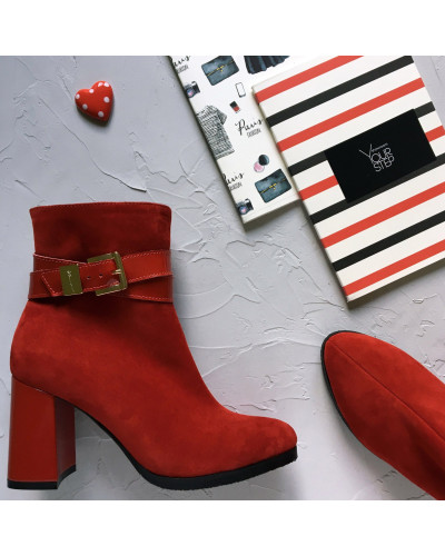 Ботильоны из красного велюра Арт. 52-3Ок-53738