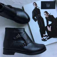 Ботинки из черной кожи с пряжкой Арт. 12-26V