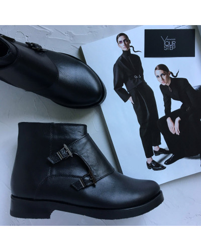 Ботинки из черной кожи с пряжкой Арт. 12-26V