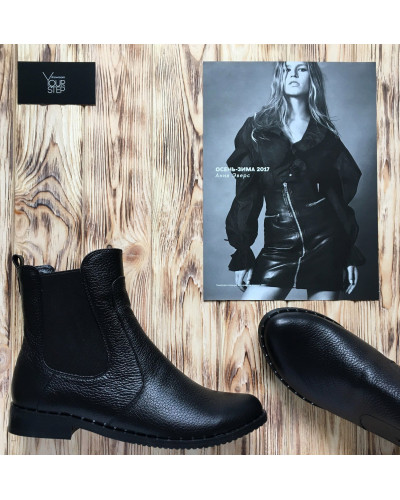 Ботинки челси из натуральной кожи флотар черного цвета 12-1Dn4