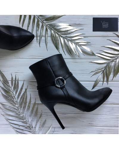 Ботинки из черной кожи на шпильке Арт. 35-10/35-2512