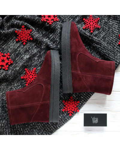 Ботинки из бордовой замши Арт. 12-19Ls