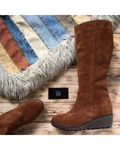 Чоботи на танкетці із натуральної замші Арт.30-1(Ir3)