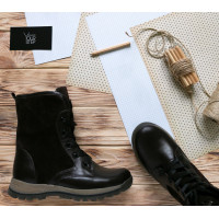 Подростковые ботинки на шнуровке шоколадного цвета Арт. К12-6