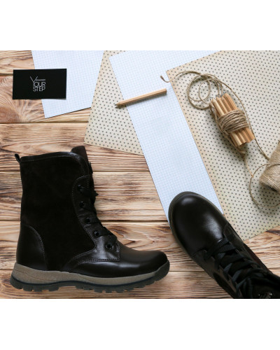 Подростковые ботинки на шнуровке шоколадного цвета Арт. К12-6