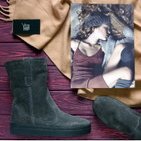 Полусапоги из серой замши Арт. 12-2Ls