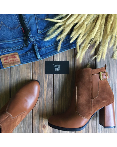 Ботинки на устойчивом каблуке рыжего цвета Арт. 805-1Ок