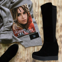 Чоботи на танкетці чорного кольору Арт. R-2