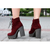 Ботинки из бордовой замши Арт. 18-10Al4-3670