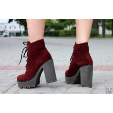 Ботинки из бордовой замши Арт. 18-10Al4-3670