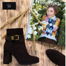 Ботильоны из велюра цвета шоколад Арт. 52-3Ок-53738