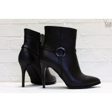Ботинки из черной кожи на шпильке Арт. 35-10/35-2512