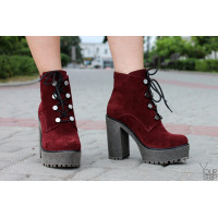 Ботинки из бордовой замши Арт. 18-10Al4-3670