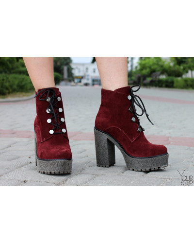 Ботинки из бордовой замши Арт. 18-10Al4-3670