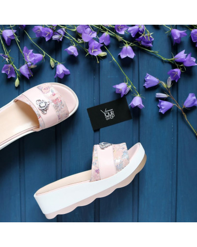 Рожеві шкіряні шльопанці Арт. 228-1-3323